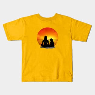 Cavalier King Charles Spaniel Beach Sunset Silhouette Kids T-Shirt